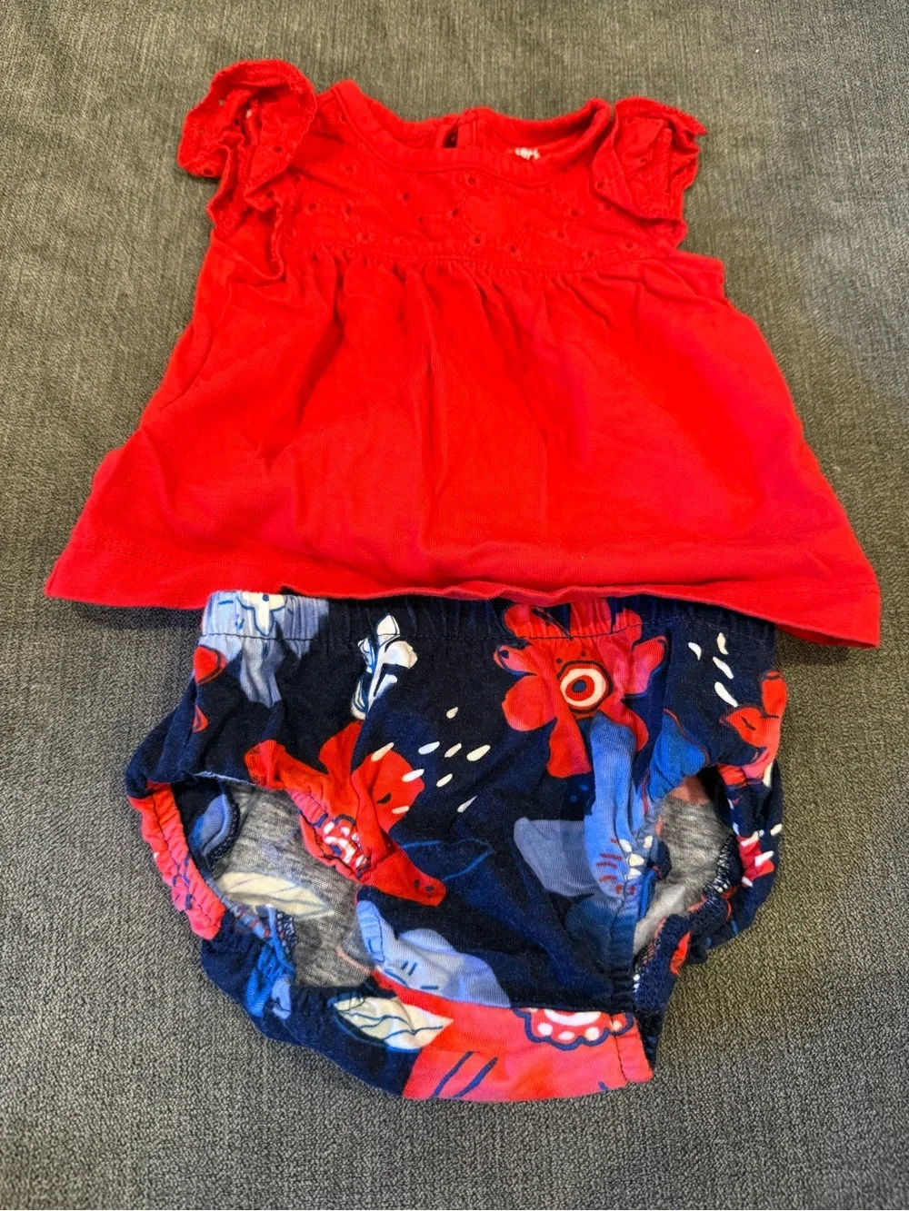 Carter's Red Top with Navy Floral Bloomers